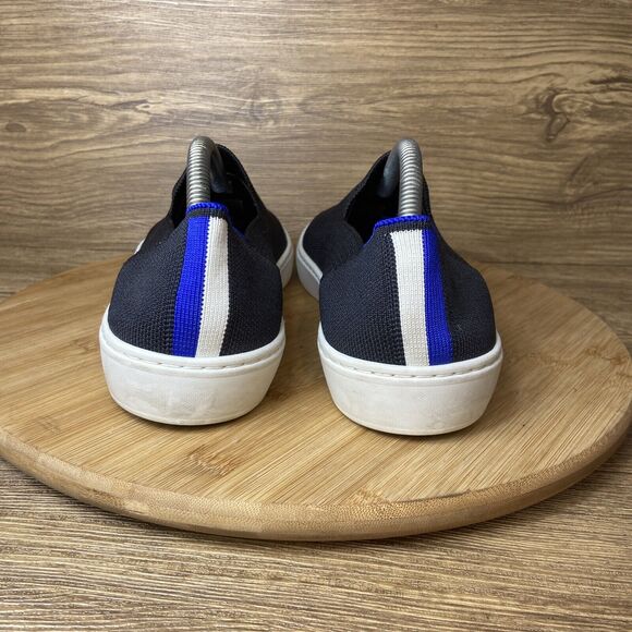 Rothy's The Sneaker Women's Size 9 Slip On Shoes Black Blue Trim - Picture 3 of 8